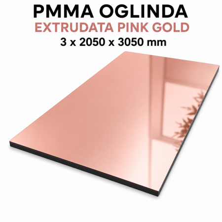 Oglinda acrilica PMMA Rose Gold extrudata 3 x 2050 x 3050 mm